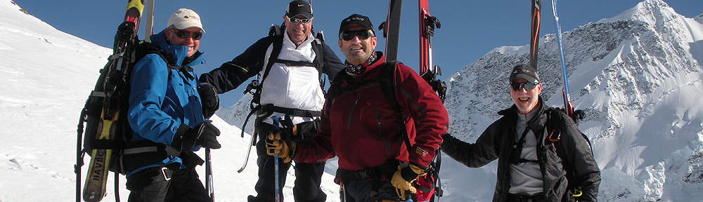 Phil(right) and mates previously on a ski tour in the Murchesion glacier area.
