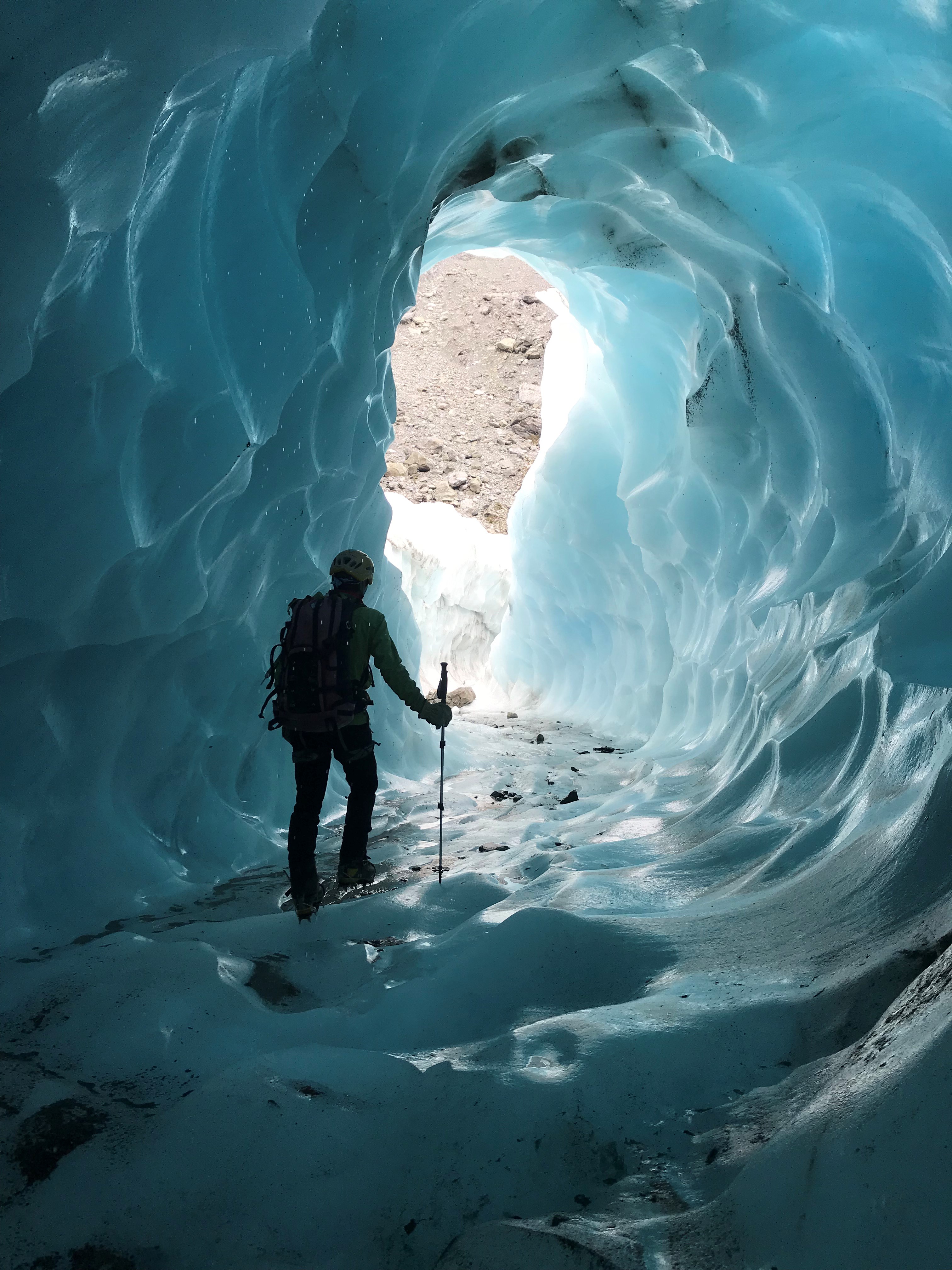 A fantastic ice tunnel currently on the Fox Glacier.