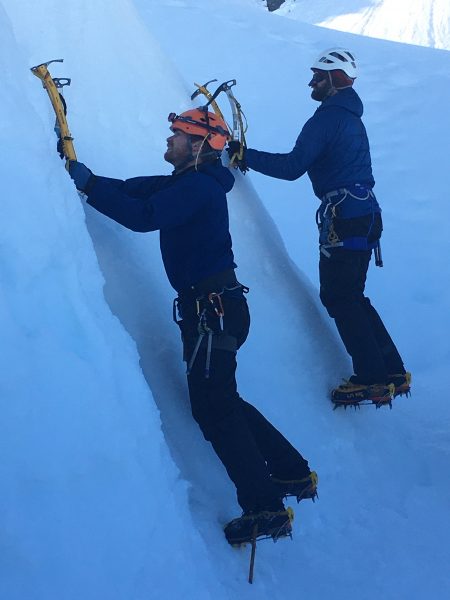 two tooling on Alpine mountaineering skills course